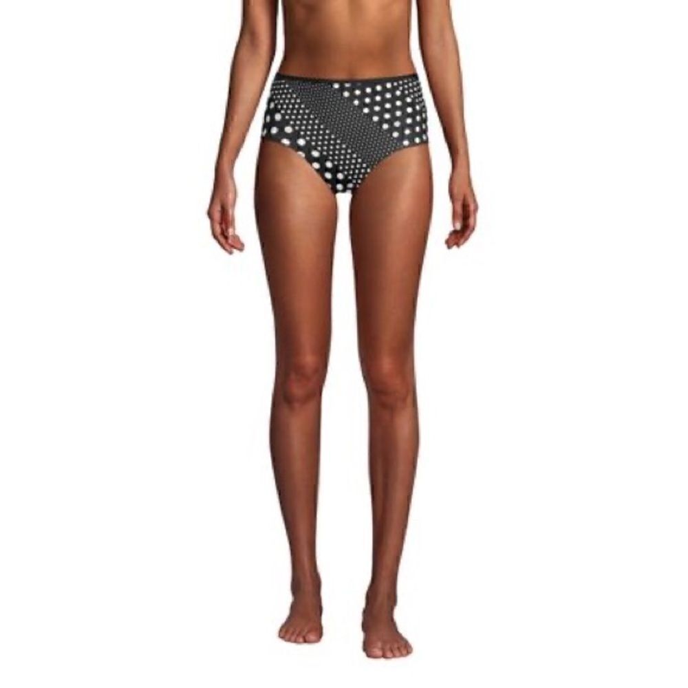 Land’s End Plus Regular REVERSIBLE bikini bottom black or diagonal Polka Dot Var